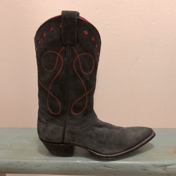 Larry Mahan Grey Suede Western Boots Women’s 6 - Picture 4 of 15